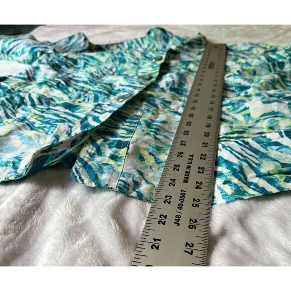 Chico's Womens Blue & Green Tropical Print Linen-Blend Lightweight Jacket Size 1 - Picture 7 of 7